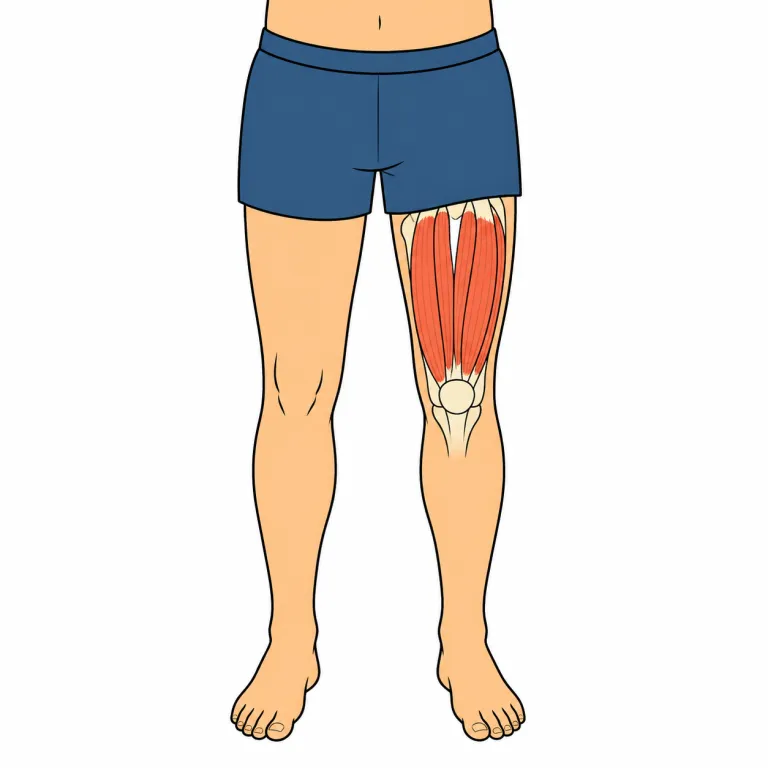 quadriceps（大腿四頭筋・noun）の覚え方イラスト