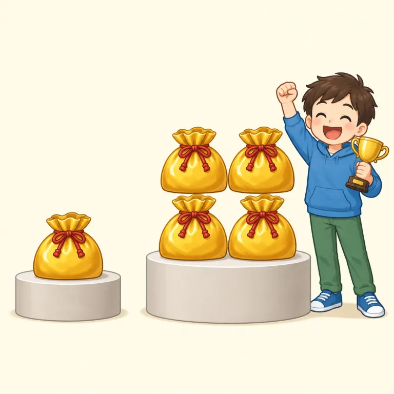 quadruple（四倍・noun）の覚え方イラスト