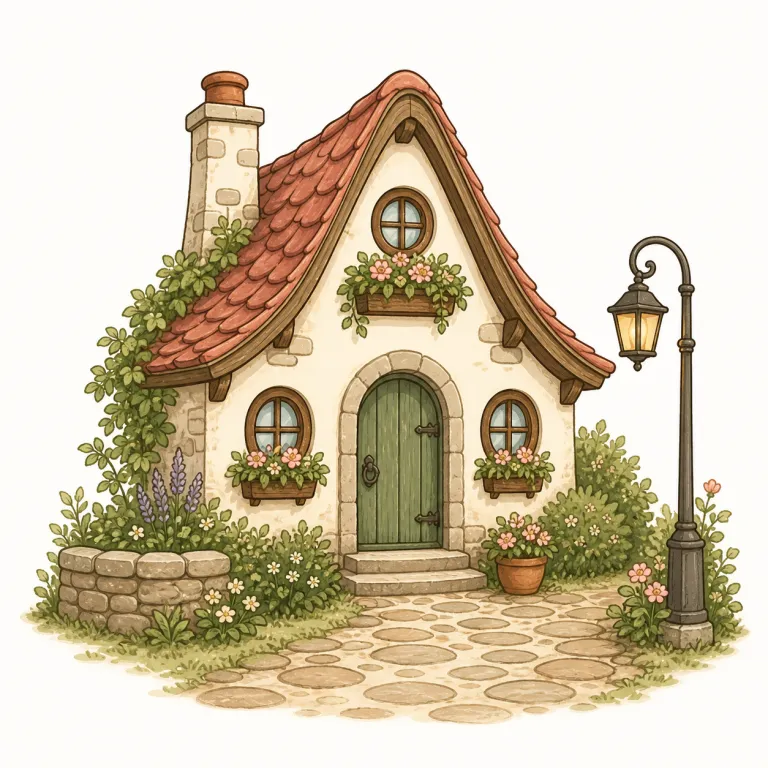quaint（古風で趣のある、愛らしい・形容詞）の覚え方イラスト — この用法では、quaint を「小さくて昔風、その感じがかわいい」と結び付けるとよい