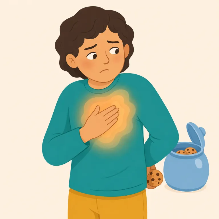 qualm（良心のとがめ・名詞）の覚え方イラスト — 最もよく見る形は have no qualms about doing「〜することに何の良心のとがめもない」です