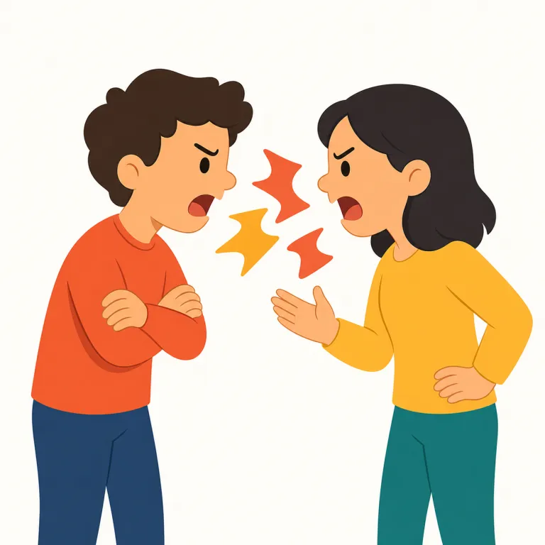 quarreled（喧嘩した・動詞）の覚え方イラスト — quarreled は quarrel の過去形