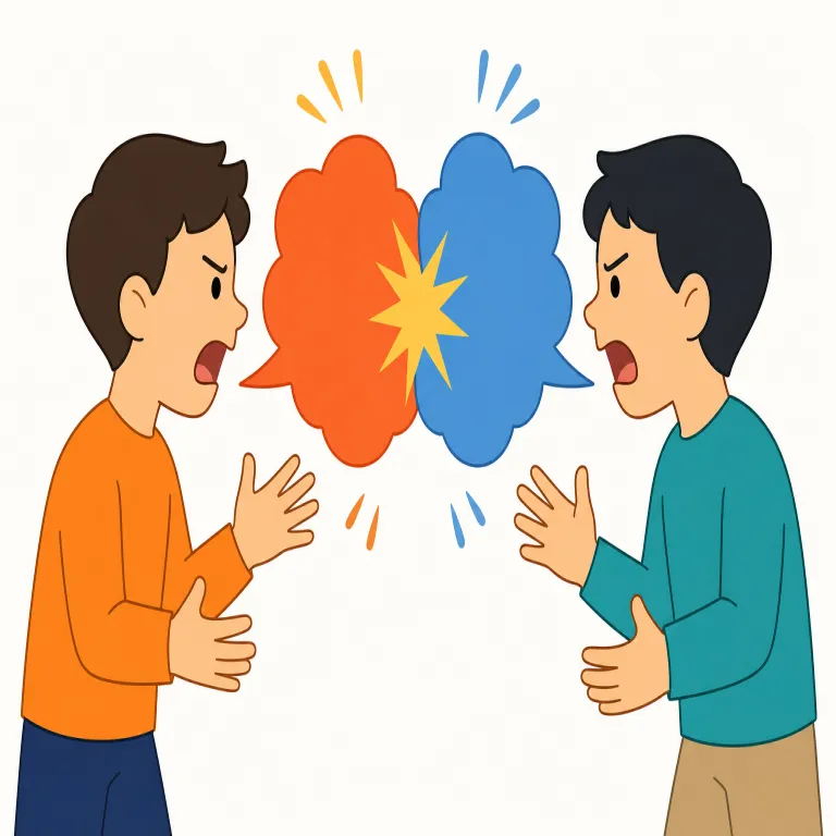 quarreling（喧嘩・名詞）の覚え方イラスト — まず基礎語の quarrel「口論する・口論」を押さえ、quarreling はその進行中・反復中の感じを出す -ing 形だと見ると覚えやすいです