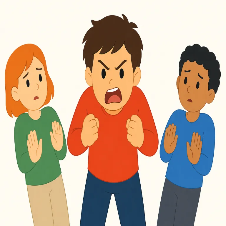 quarrelsome（喧嘩好きな・形容詞）の覚え方イラスト — まず quarrel = 「口げんか・言い争い」を先に固定すると、quarrelsome は quarrel + -some で「口論を起こしがちな」と見えます