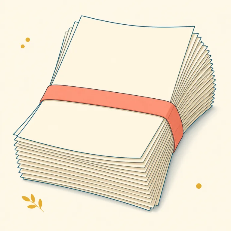 quire（1帖（紙の単位）・名詞）の覚え方イラスト — 日常英語ではほぼ出ないので、意味を広げず『紙を数える古い単位』に用途を固定して覚えると残りやすい語です