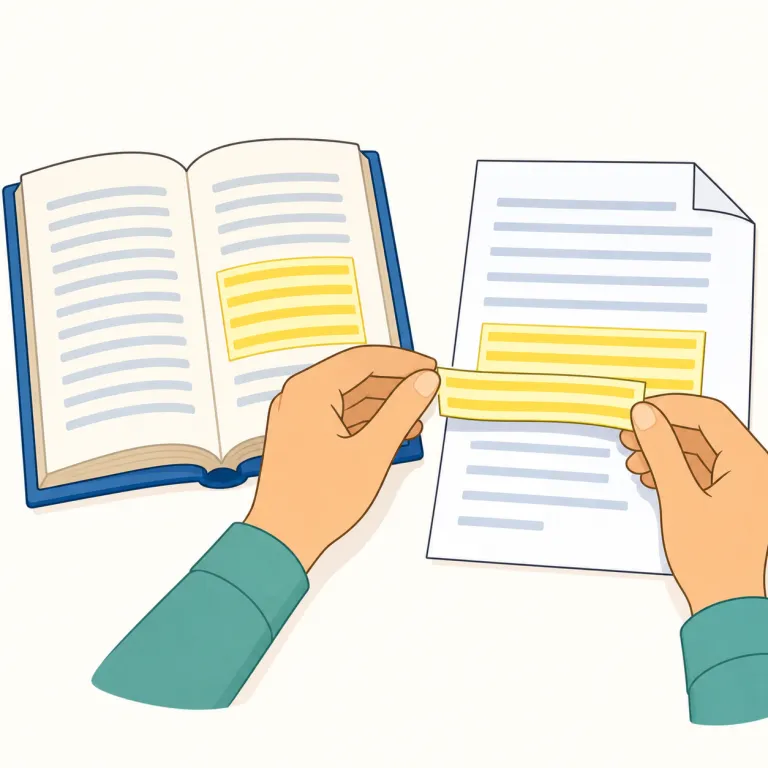 quotation（引用・名詞）の覚え方イラスト — quotation は quote「引用する」からできた名詞で、「引用という行為」よりも、実際に文中へ置かれた一節を思い浮かべると定着しやすいです