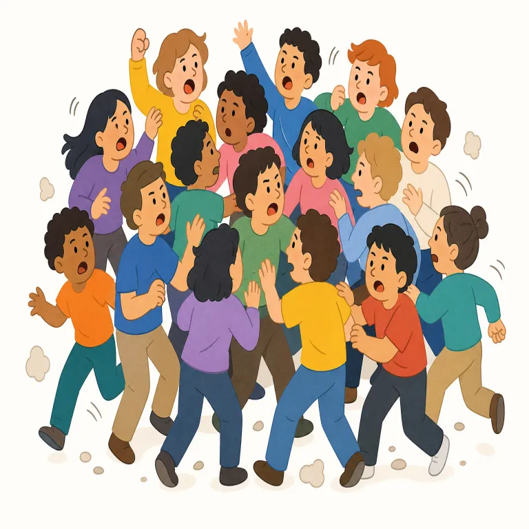 rabble（暴徒・noun）の覚え方イラスト