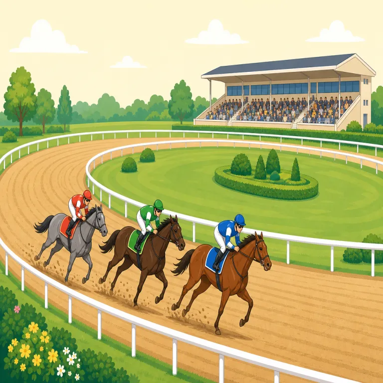 racecourse（競馬場・名詞）の覚え方イラスト — race + course で覚えるのが基本です