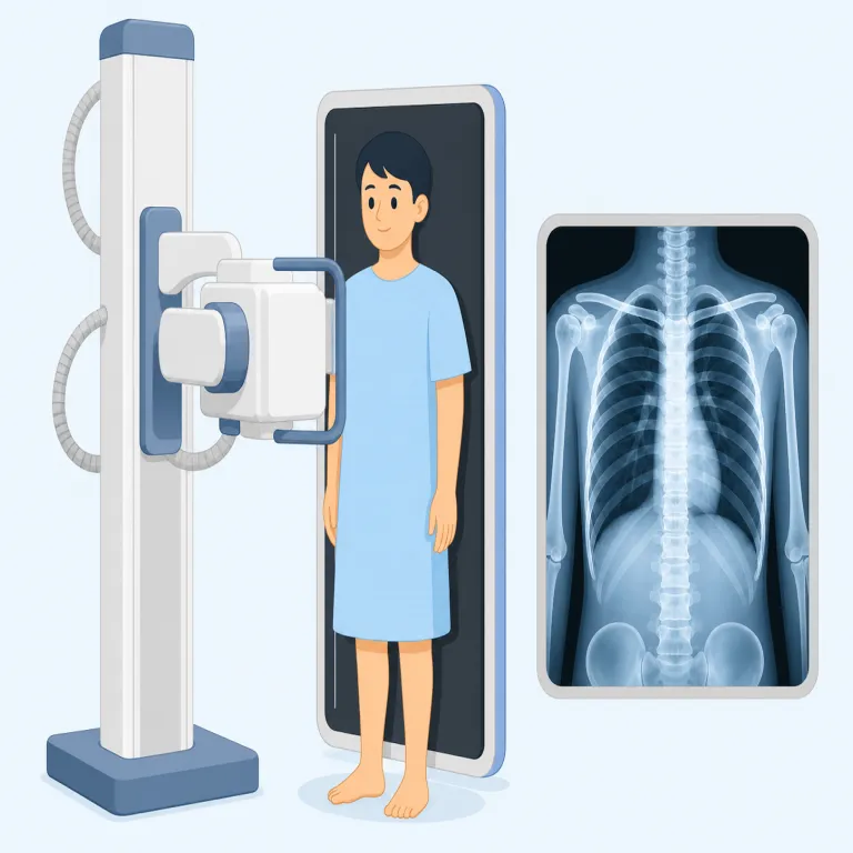 radiography（レントゲン撮影・名詞）の覚え方イラスト — photograph（写真）、autograph（サイン）、geography などの -graph / -graphy を知っていると、「何かを記録する・画像化する語…