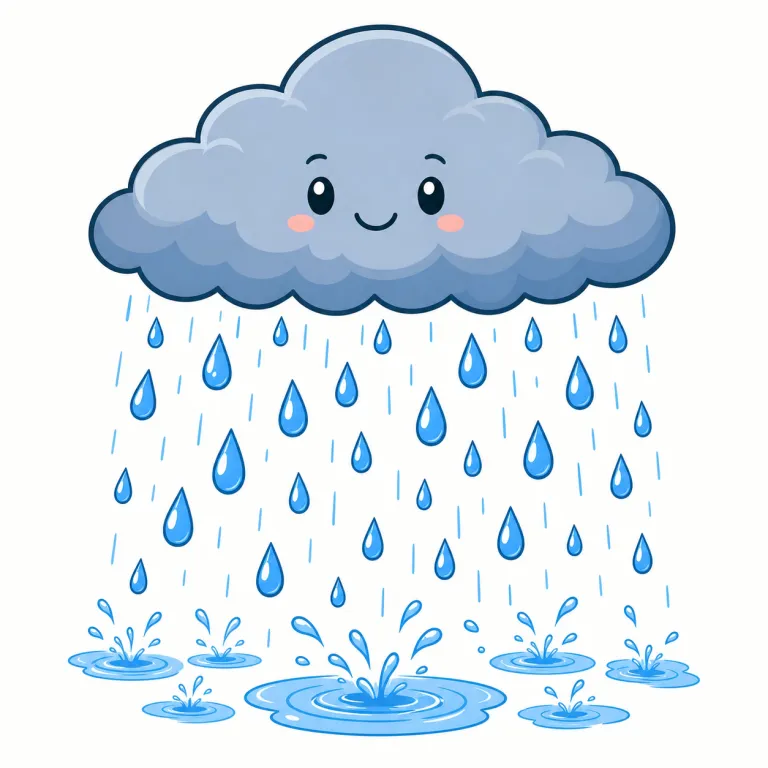 rain（雨が降る・verb）の覚え方イラスト