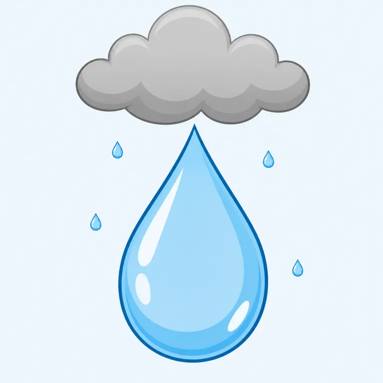 raindrop（雨粒・名詞）の覚え方イラスト — rain と drop をそのまま重ねた語だと見ると覚えやすいです