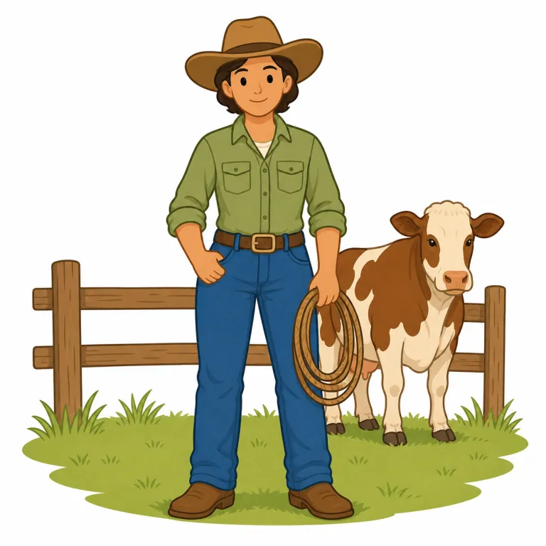 rancher（牧場主・名詞）の覚え方イラスト — rancher は ranch（牧場）+ -er（〜する人）でまず形から覚えやすい語です