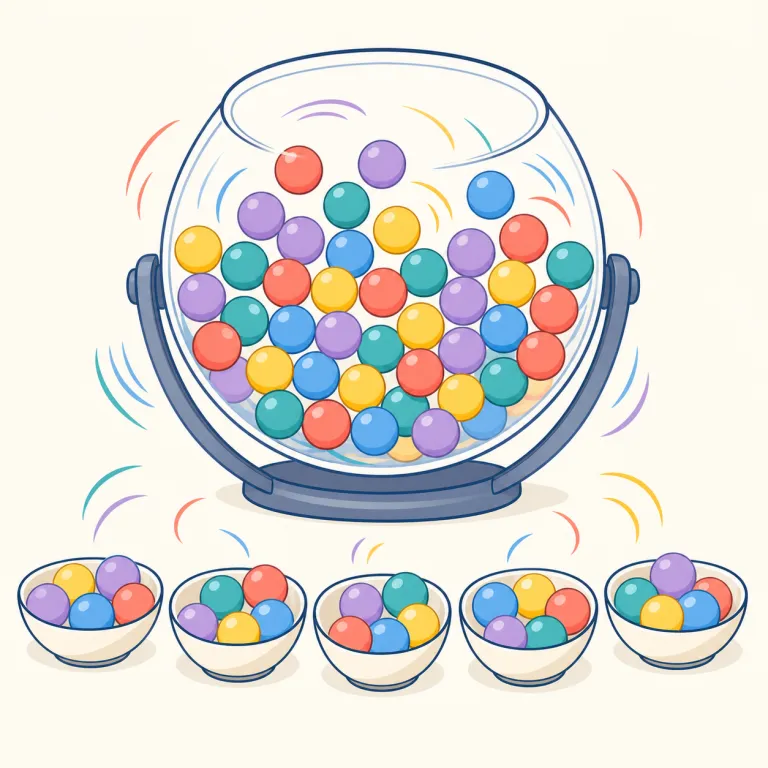 randomization（ランダム化・名詞）の覚え方イラスト — まず土台は easy な形容詞 random「でたらめな・無作為の」