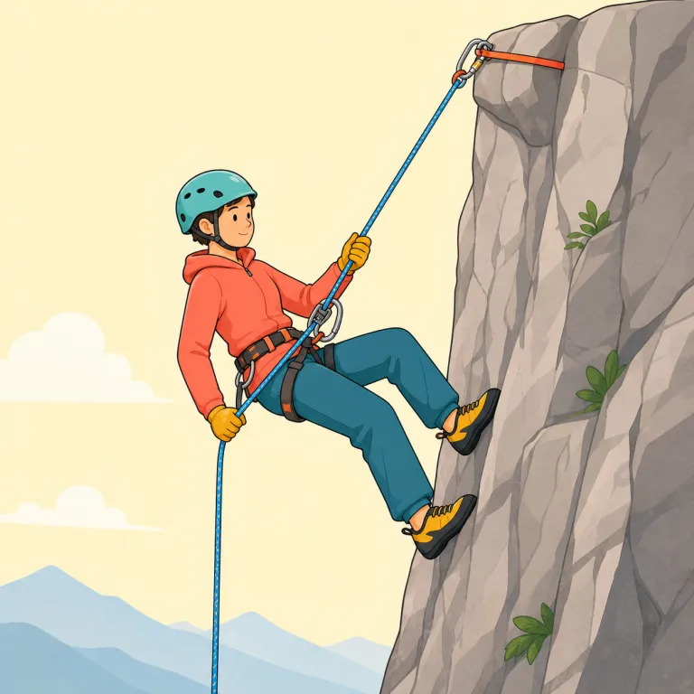 rappelling（懸垂下降・名詞）の覚え方イラスト — 覚える軸は「ropeで急斜面をcontrolしながら下りる動作」です