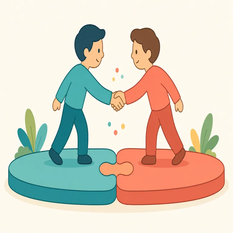 rapprochement（関係改善・名詞）の覚え方イラスト — approach「近づく」を手がかりにすると覚えやすい語です