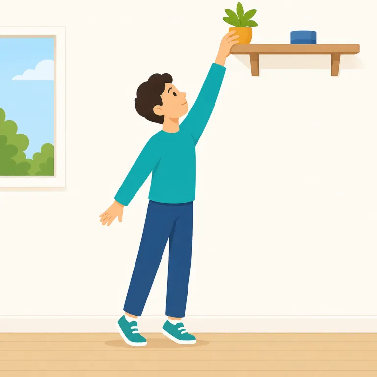 reach（到着する、達する・動詞）の覚え方イラスト — reach は「移動や進行の結果、ある場所・数値・目標に到達する」と覚えます