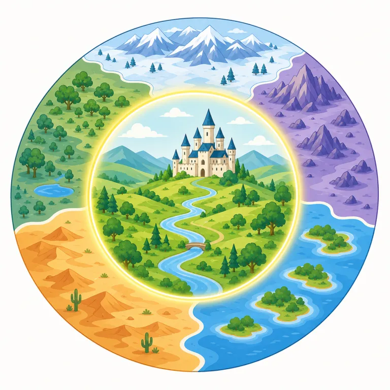 realm（領域・名詞）の覚え方イラスト — realm の「領域」は、物理的な場所というより、考え・活動・経験が広がるまとまりを指す少し硬い語です