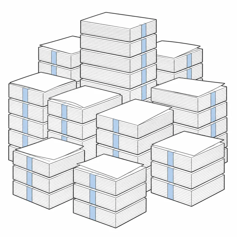 reams（大量の紙束、リーム・noun）の覚え方イラスト