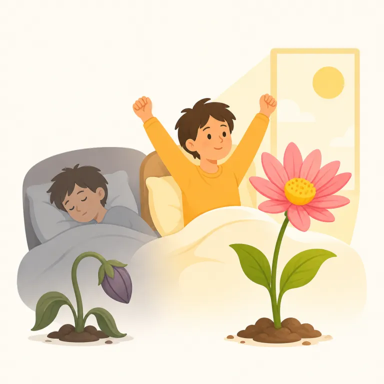 reawaken（目覚める・verb）の覚え方イラスト