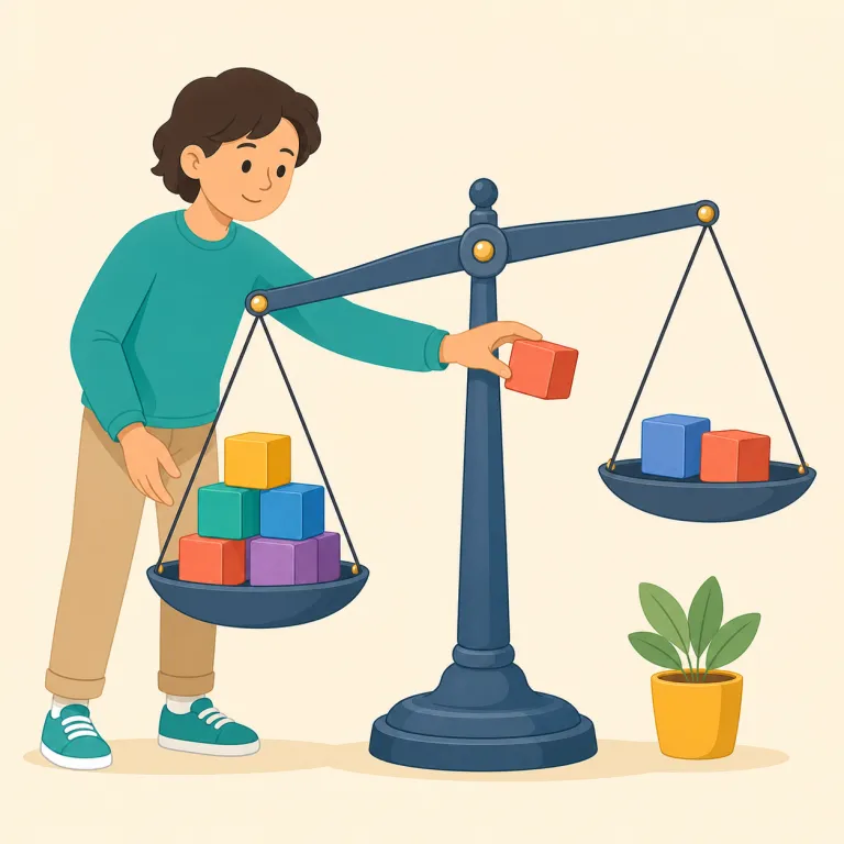rebalance（再調整する，バランスを取り直す・動詞）の覚え方イラスト — re- が付くので『もう一度 balance を取る』と覚える