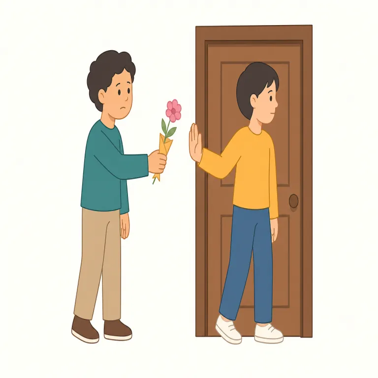 rebuffed（拒否された・形容詞）の覚え方イラスト — まず中心は rebuff = はねつける として覚えるとよいです