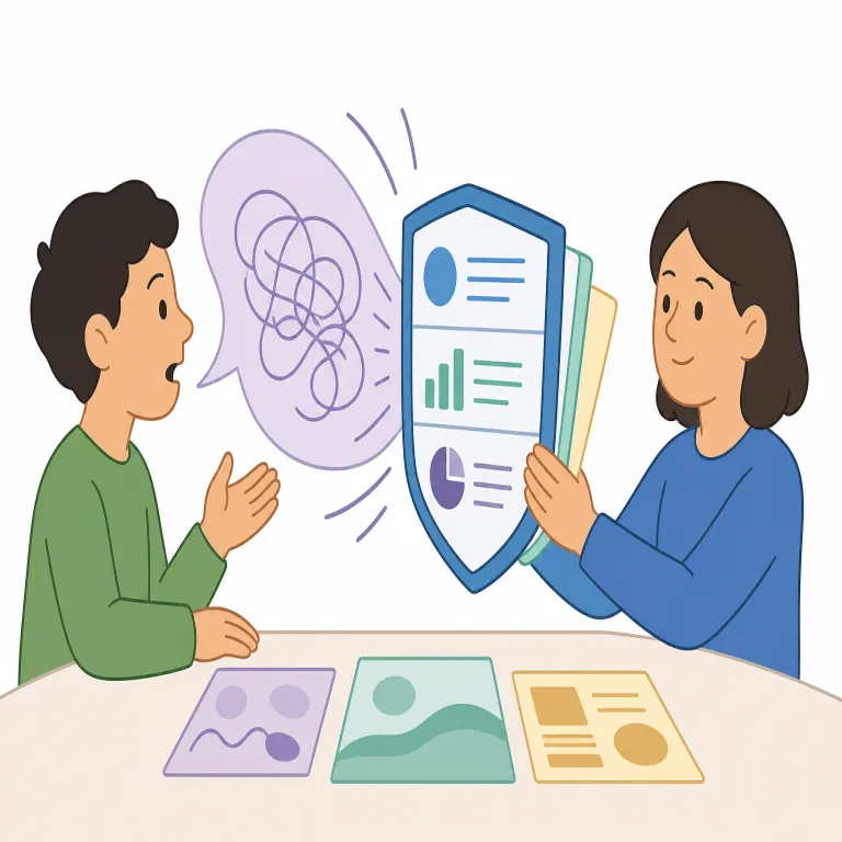 rebut（反論する・動詞）の覚え方イラスト — `but` が会話で話を逆向きに切り返す語だと知っていると、`rebut` は『相手の主張に対して、もう一段しっかり切り返す』感覚で覚えやすい