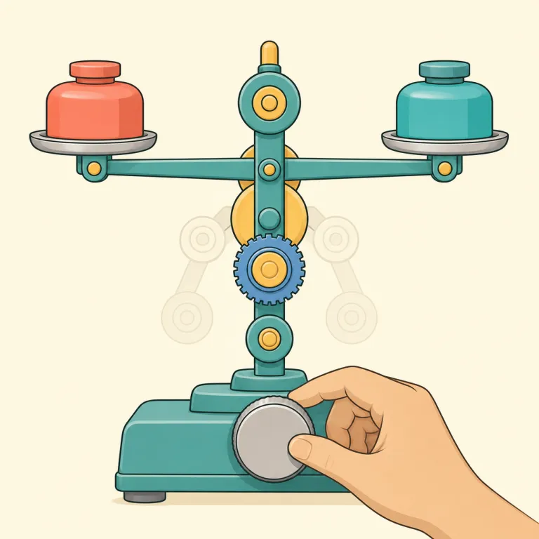 recalibrated（再調整した・動詞）の覚え方イラスト — recalibrated は re-「再び」+ calibrate「目盛りを合わせる、調整する」+ -ed です