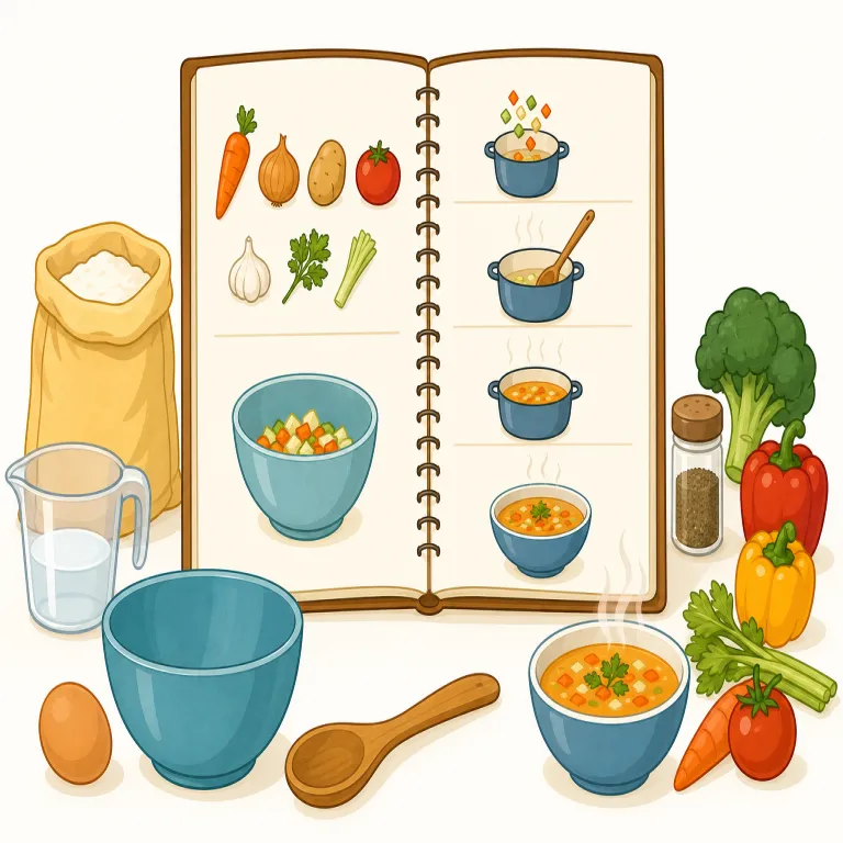 recipe（レシピ・名詞）の覚え方イラスト — recipe は日本語の「レシピ」でほぼそのまま覚えられるが、英語では「料理名」ではなく、ingredients（材料）+ amounts（分量）+ steps（手順）がまとまった“作り…