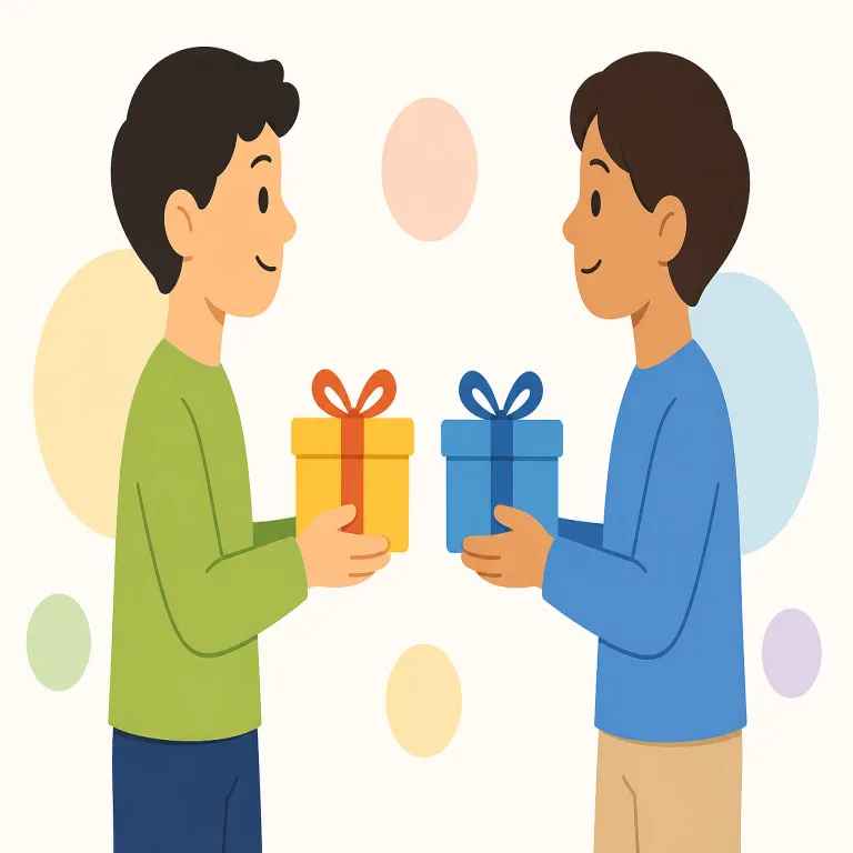 reciprocation（返礼、応答・名詞）の覚え方イラスト — まず基準語は reciprocal「相互の」と reciprocate「返礼する」