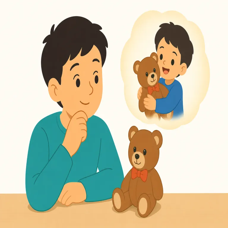 recognise（認識する・動詞）の覚え方イラスト — recognise は「見て、ああそれだと分かる」と捉えると残りやすいです