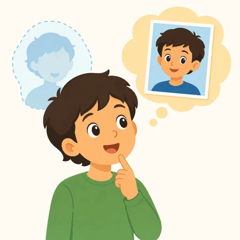 recognize（認識する、見分ける・動詞）の覚え方イラスト — re- は「再び」、cogn- は「知る」に関わる語根なので、recognize は「再び知る状態になる」と捉えるとよいです