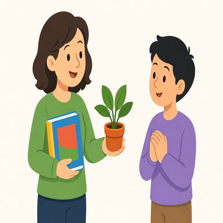 recommend（勧める・動詞）の覚え方イラスト — 「おすすめ」として出会う場面を固定すると残りやすい語