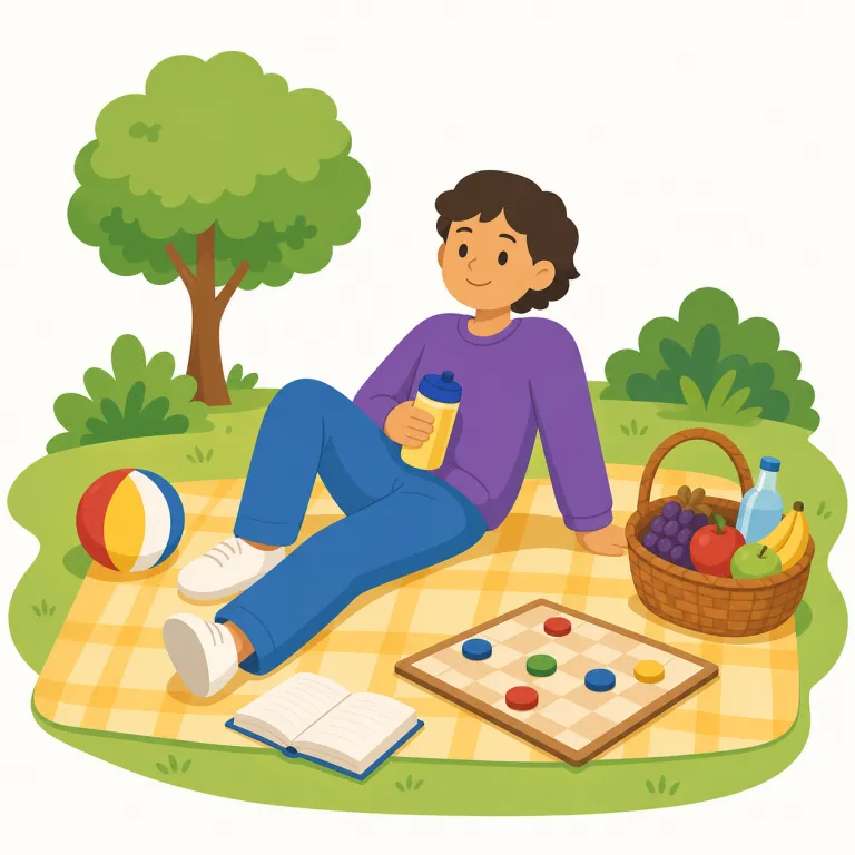 recreation（レクリエーション・名詞）の覚え方イラスト — recreation はカタカナの「レクリエーション」に近く、仕事や勉強の後に心身を休ませたり楽しんだりする活動全般を指します