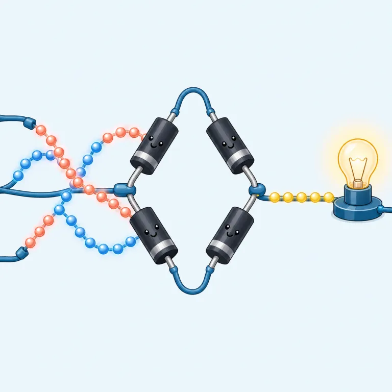 rectifier（整流器・名詞）の覚え方イラスト — -ifier は amplifier, purifier などと同じで「〜する装置」