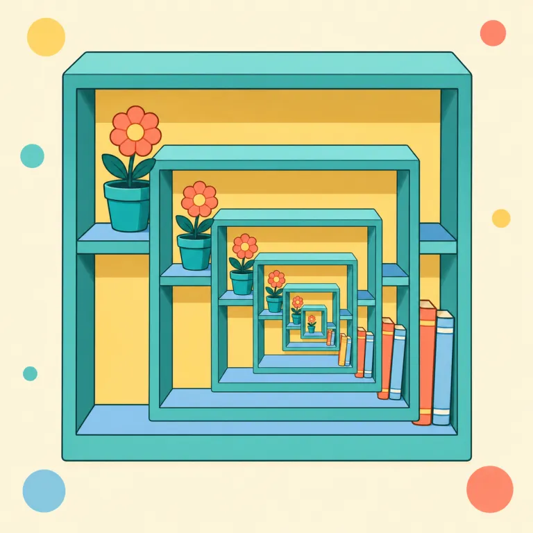 recursion（再帰・名詞）の覚え方イラスト — `recursive function` や `recursive call` を先に知っていると、`recursion` はその名詞形だと覚えやすいです