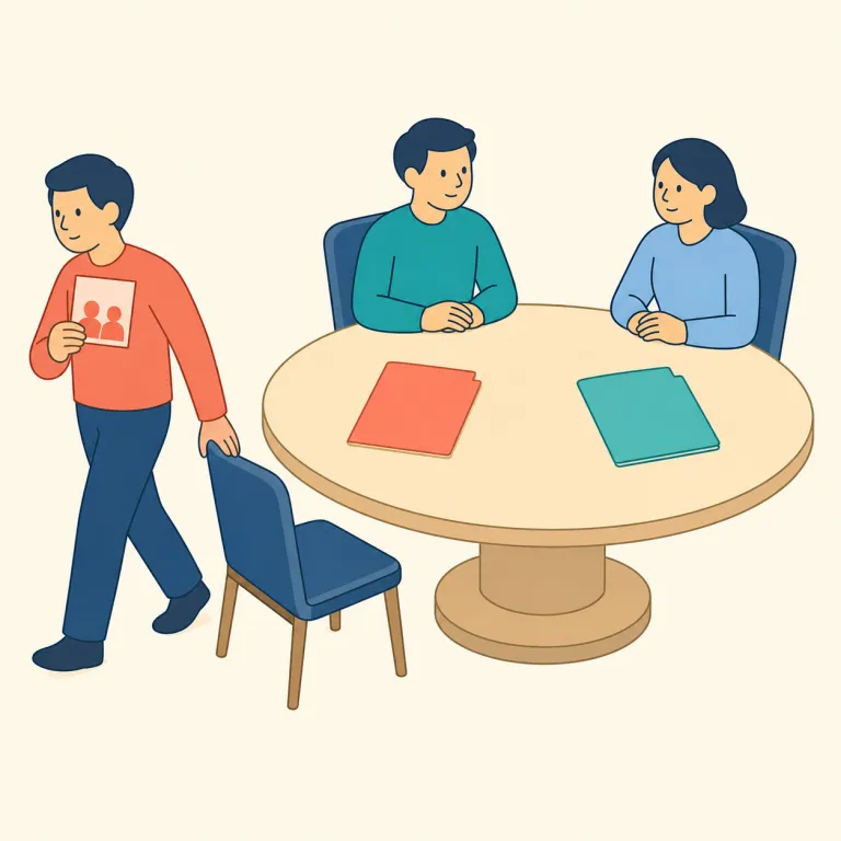recusal（忌避・名詞）の覚え方イラスト — まず動詞 recuse oneself「自分を案件から外す」をセットで覚えると定着しやすいです