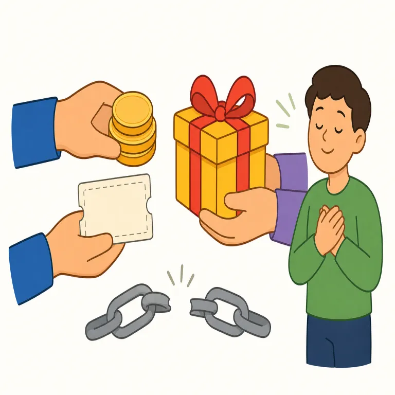 redeem（（借金などを）償還する、（ポイントなどを）引き換える、（過ちを）償う・動詞）の覚え方イラスト — redeem は「何かを払って、失った価値を取り戻す」と一本で覚えると意味が散らばらない