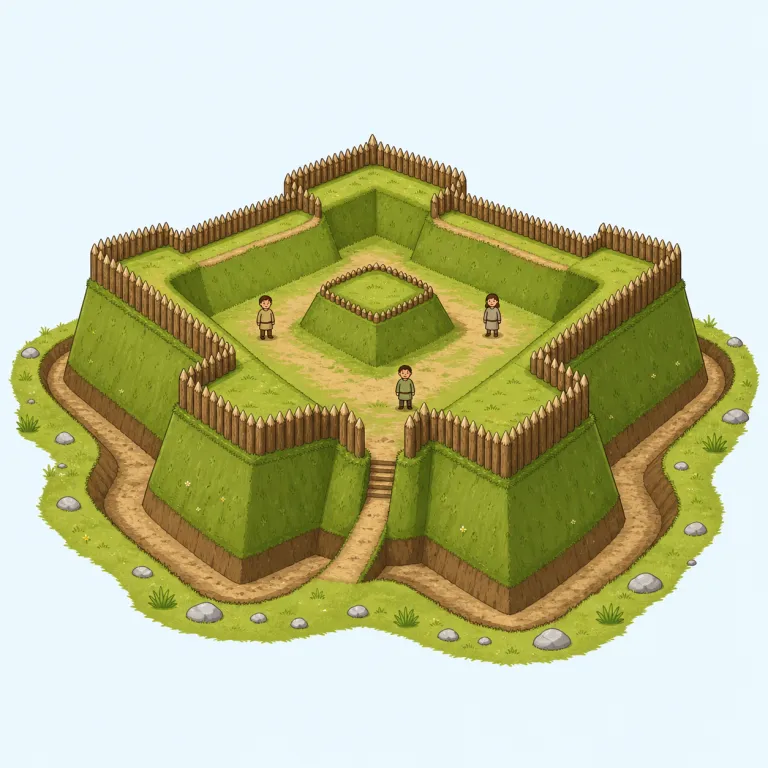 redoubt（堡塁・名詞）の覚え方イラスト — fort や fortress を知っていれば、その仲間で「守りの拠点」と置くと覚えやすい語です