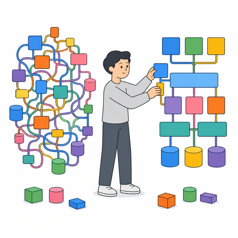 refactoring（リファクタリング・名詞）の覚え方イラスト — プログラミングでは re- が付くと「やり直す・組み替える」の感覚