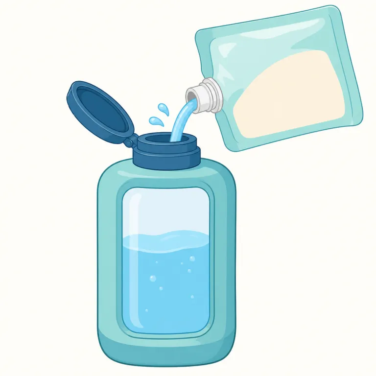 refillable（詰め替え可能・形容詞）の覚え方イラスト — re- は「もう一度」、fill は「満たす」、-able は「できる」と見れば、refillable は「もう一度満たせる」→「詰め替え可能」と自然に取れます