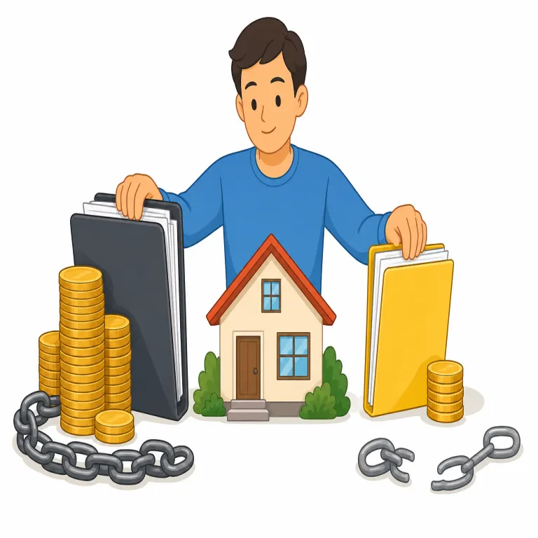 refinance（借り換え・動詞）の覚え方イラスト — finance が「お金を手当てする」の感覚で入っていれば、refinance は re-「もう一度」が付いて「借入の組み方をやり直す」と覚えると定着しやすいです