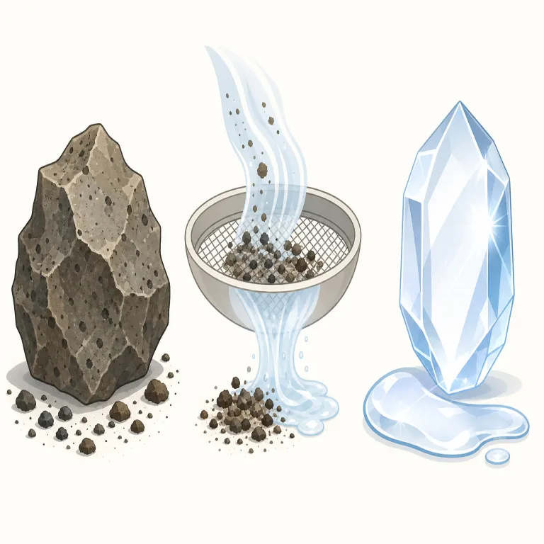 refinement（洗練・名詞）の覚え方イラスト — 作品や技法についての refinement は、最初の案を何度も見直して「角を取る」感覚で覚えるとよい