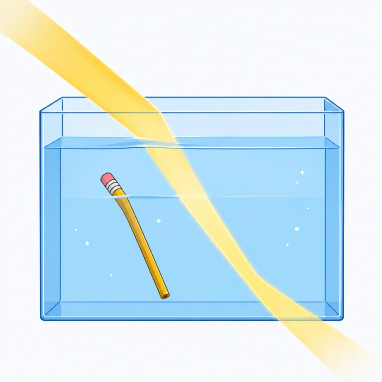 refraction（屈折・名詞）の覚え方イラスト — `fraction` や `fracture` を知っていると覚えやすい語です