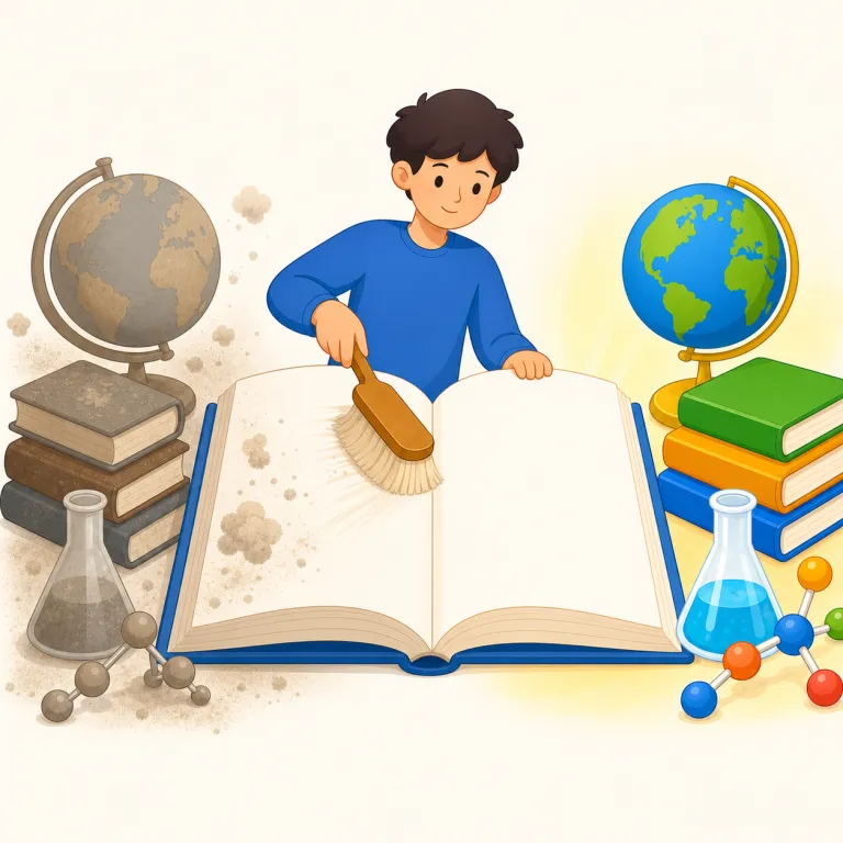 refresher（復習・名詞）の覚え方イラスト — refresh を「気分をしゃきっとさせる」「思い出して新しくする」と押さえると、refresher は「忘れかけた内容をさっとよみがえらせるもの」と覚えやすいです
