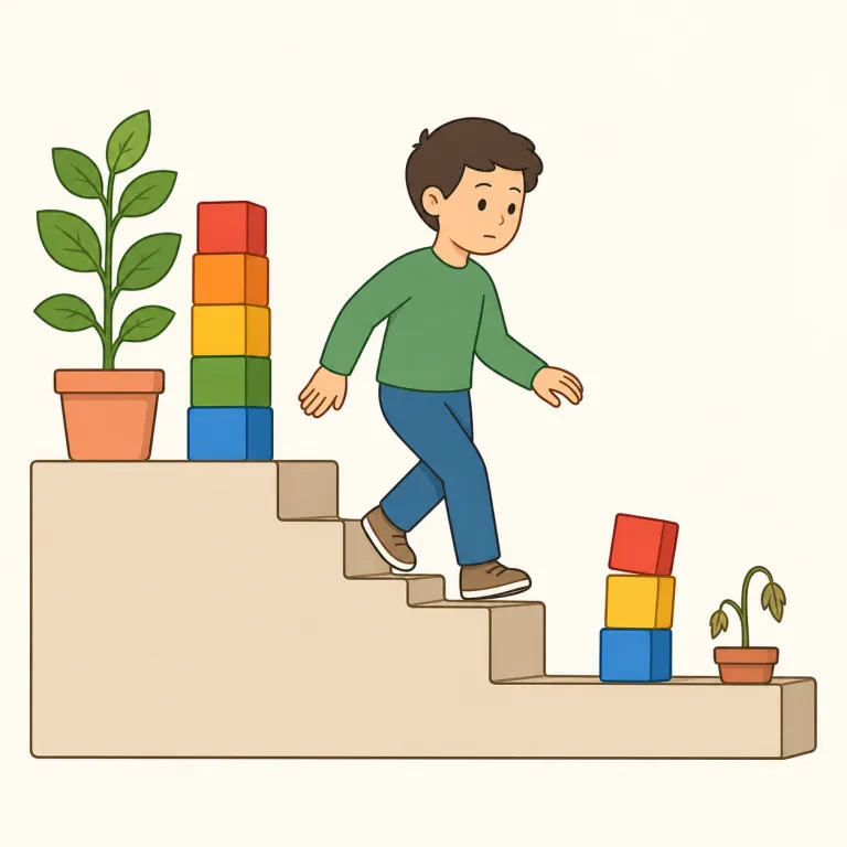 regressing（退行している・動詞）の覚え方イラスト — progressing（進歩している）と対で覚えると残りやすい語です