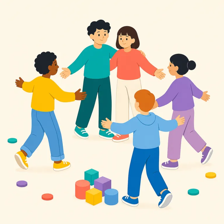 regroup（再集合する・動詞）の覚え方イラスト — regroup は re-「もう一度」+ group「集まる、集団」の組み合わせで、「もう一度グループになる」と考えると覚えやすい語です