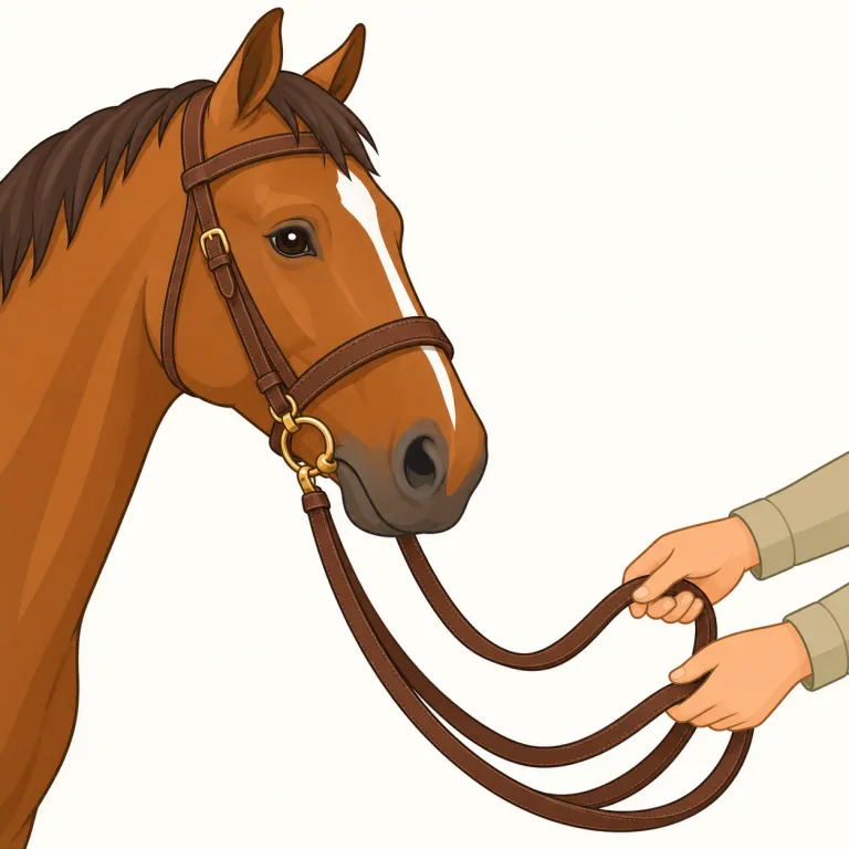 rein（手綱・名詞）の覚え方イラスト — rein は「馬を直接つかむもの」ではなく、手の動きを馬へ伝える長いひもだと押さえると、物理的な意味がはっきりします