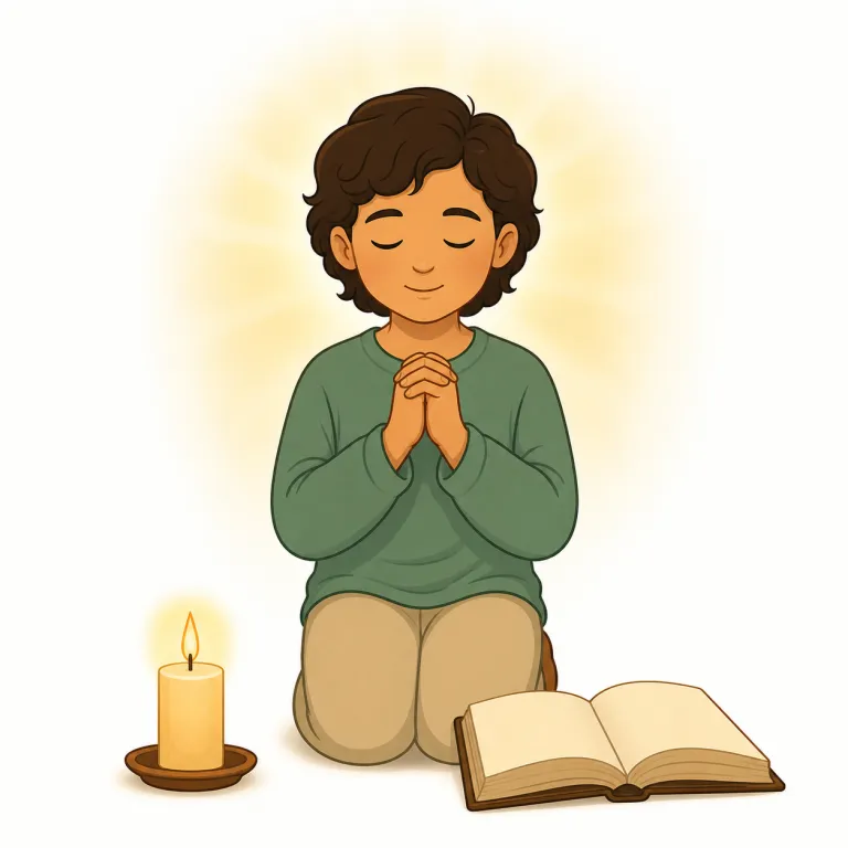 religious（敬虔な・adjective）の覚え方イラスト