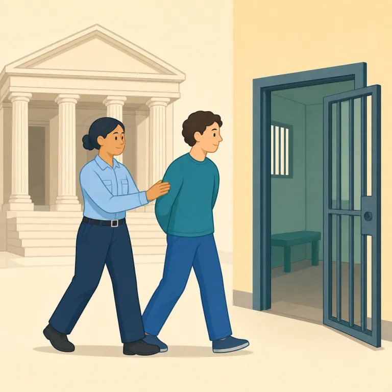 remand（差し戻す／拘留する・動詞）の覚え方イラスト — re- に『戻す』の感覚があるので、remand はまず『元の場所・しかるべき所へ戻す』で覚えると整理しやすいです