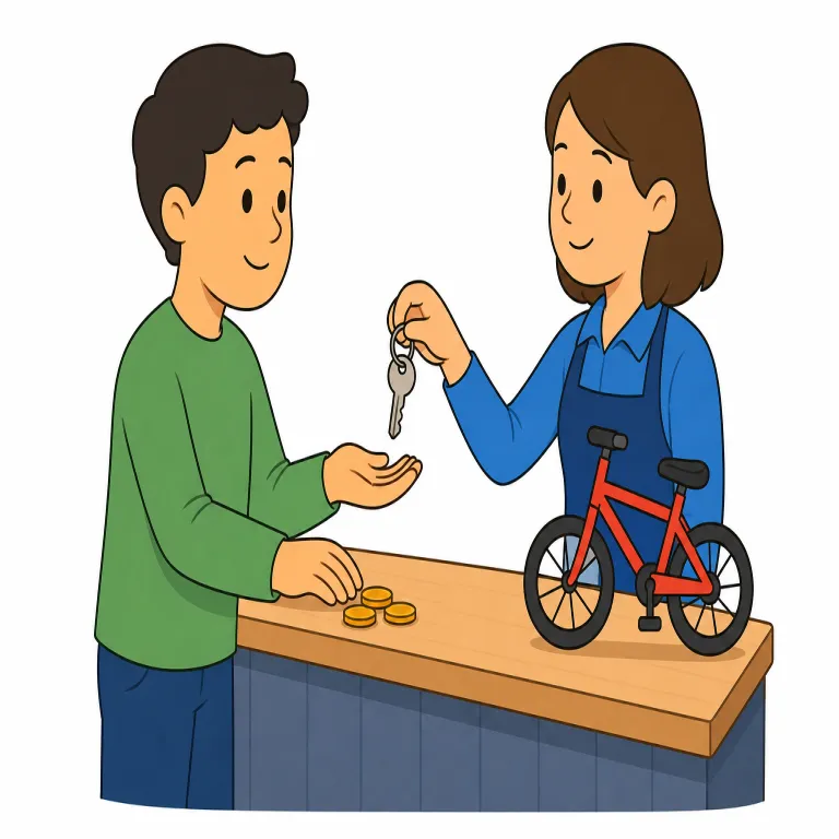 rental（賃貸、貸し出し・名詞）の覚え方イラスト — rent を知っていれば覚えやすい語です