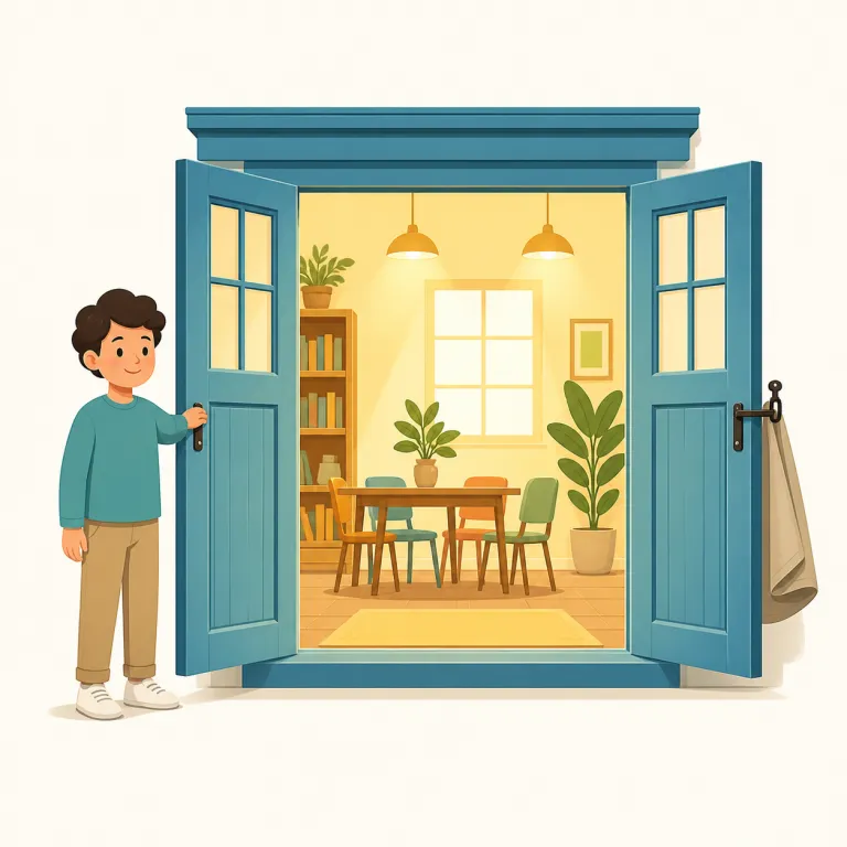 reopen（再開する・動詞）の覚え方イラスト — open が分かれば覚えやすく、re- は「もう一度」の合図なので、reopen は「もう一度 open にする」→「再開する」